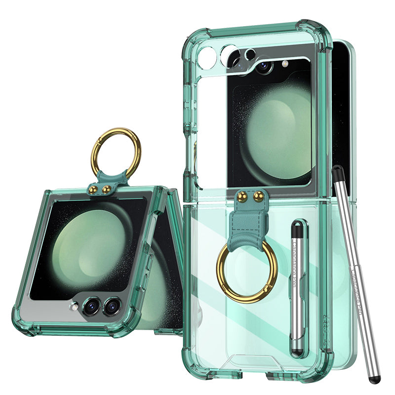 GKK til Samsung Galaxy Z Flip5 5G etui Ring Kickstand TPU telefoncover med stylus lille skærm film GKK til Samsung Galaxy Z Flip5 5G etui Ring Kickstand TPU telefoncover med stylus lille skærm film